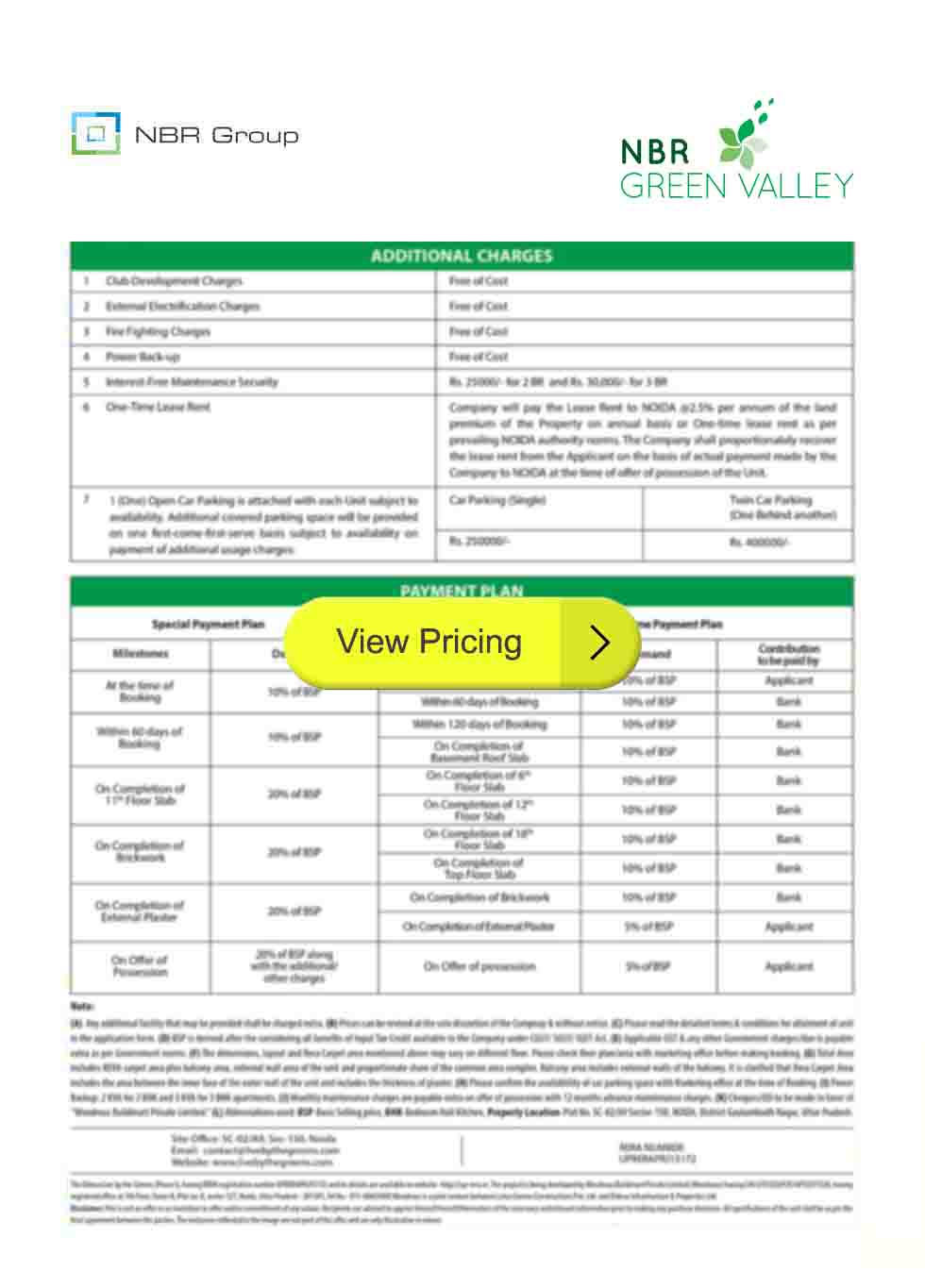 Green Valley Pricelist